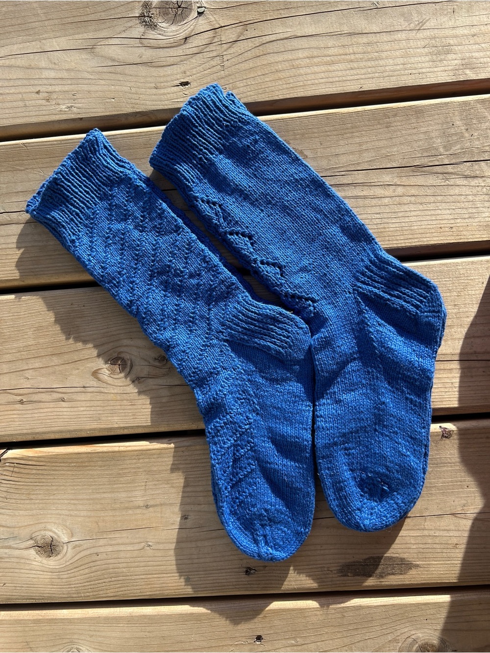 Two Pairs Hand Knitted Socks in Blue • Women’s OS, NEW